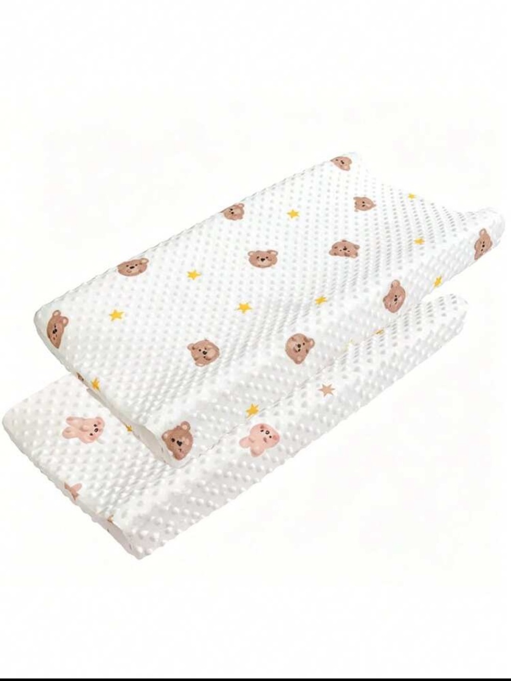 White Baby Changing Pad Cover with Bear & Star Print